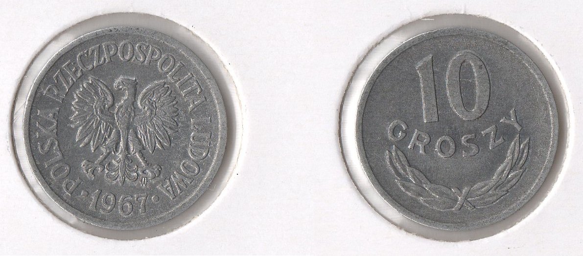  Volksrepublik Polen (1952-1989) 10 Groszy 1967 (Alu) sehr schön /Schön# 39   