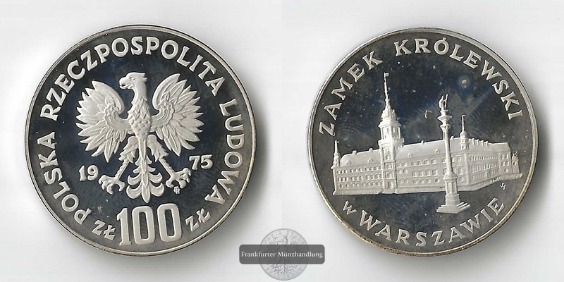  Polen  100 Zloty  1975  Castle in Warsaw  FM-Frankfurt   Feinsilber: 10,31g   
