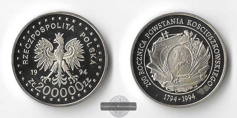  Polen  200.000 Zloty  1994  FM-Frankfurt  Feinsilber: 12,38g   