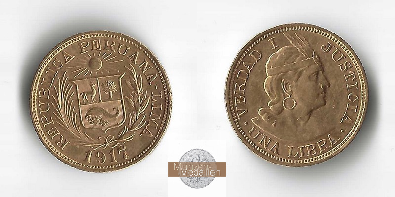 Peru MM-Frankfurt Feingold: 7,32g 1 Libra 1917 