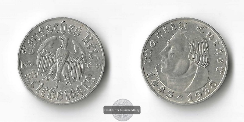  Deutschland, Drittes Reich  2 Reichsmark  1933 J  FM-Frankfurt  Feinsilber: 5g   