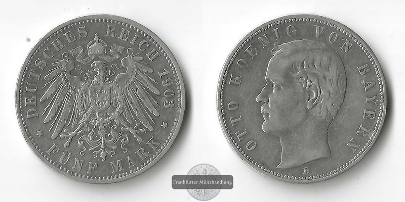  Bayern, Kaiserreich  5 Mark  1903 D  Otto FM-Frankfurt Feinsilber: 25g   