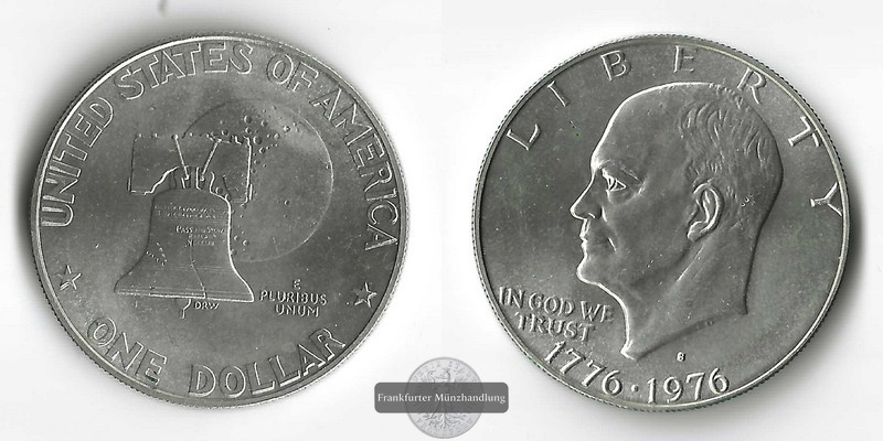  USA, 1 Dollar  1976 Eisenhower  FM-Frankfurt   Feinsilber: 9,8g   