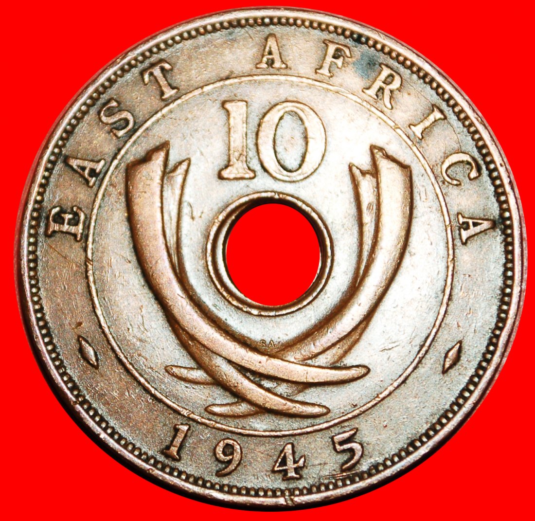  • SÜDAFRIKA KRIEGSZEIT (1939-1945): OSTAFRIKA★10 CENTS 1945SA! Georg VI. (1937-1952) OHNE VORBEHALT!   