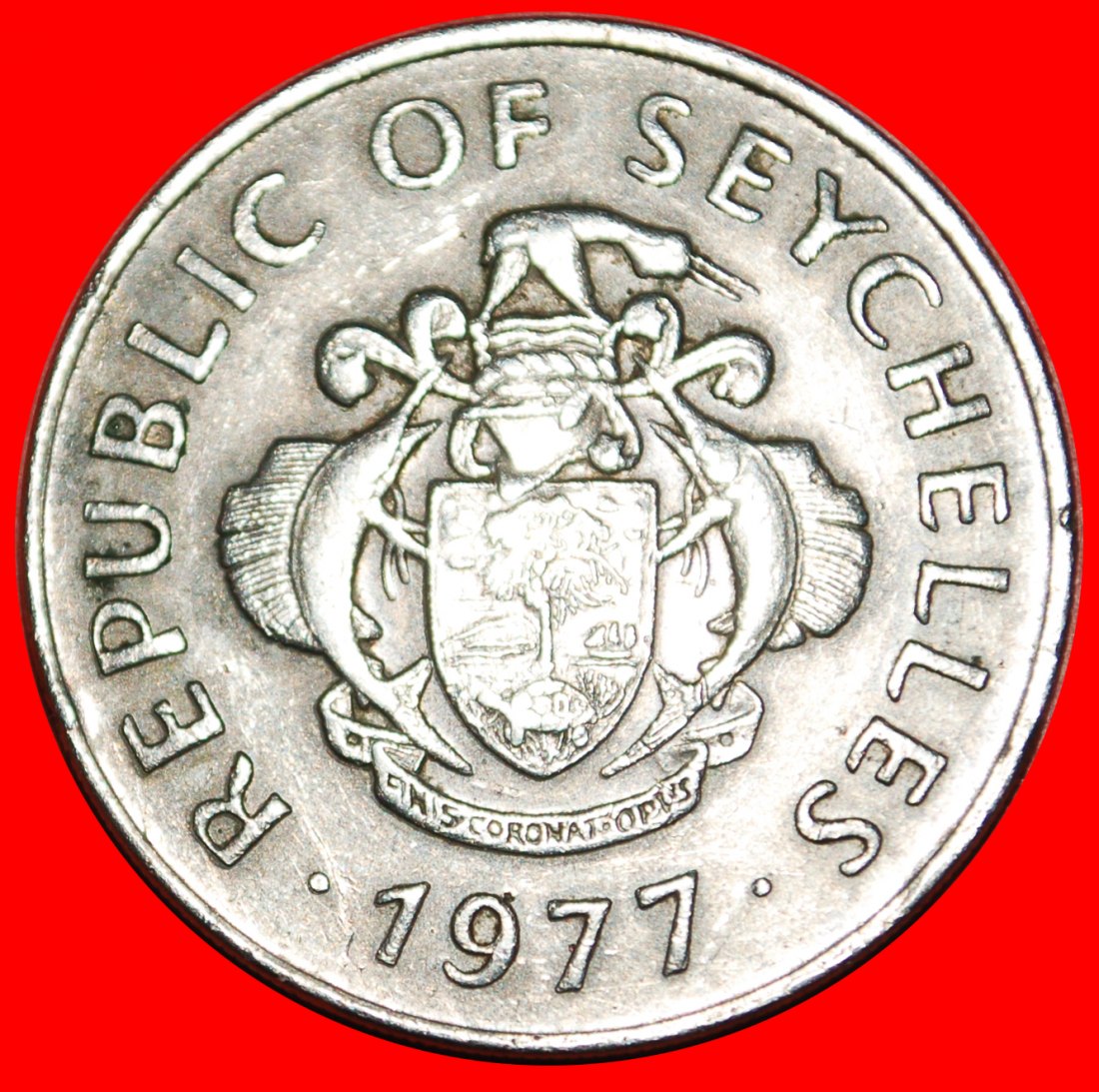  • TRITON SHELL and SHIP: SEYCHELLES ★ 1 RUPEE 1977! LOW START★ NO RESERVE!   