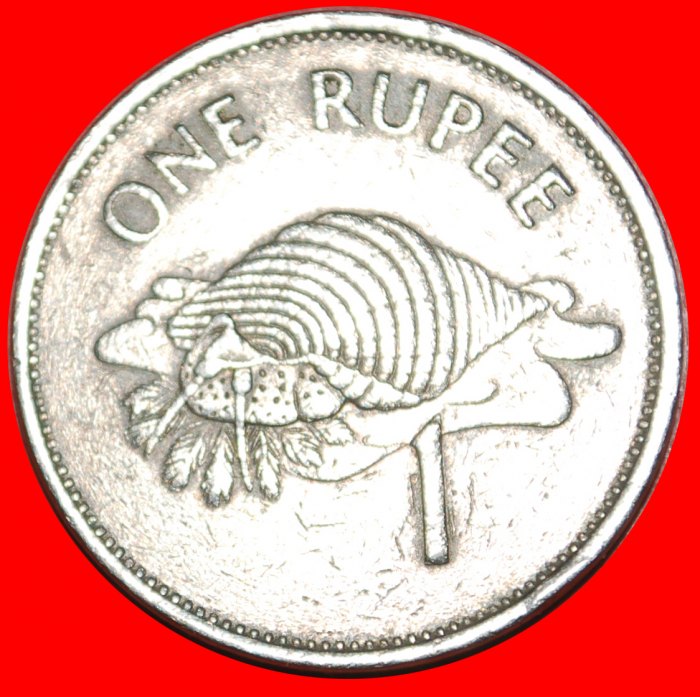  • GREAT BRITAIN TRITON SHELL and SHIP: SEYCHELLES ★ 1 RUPEE 1992! LOW START★ NO RESERVE!   