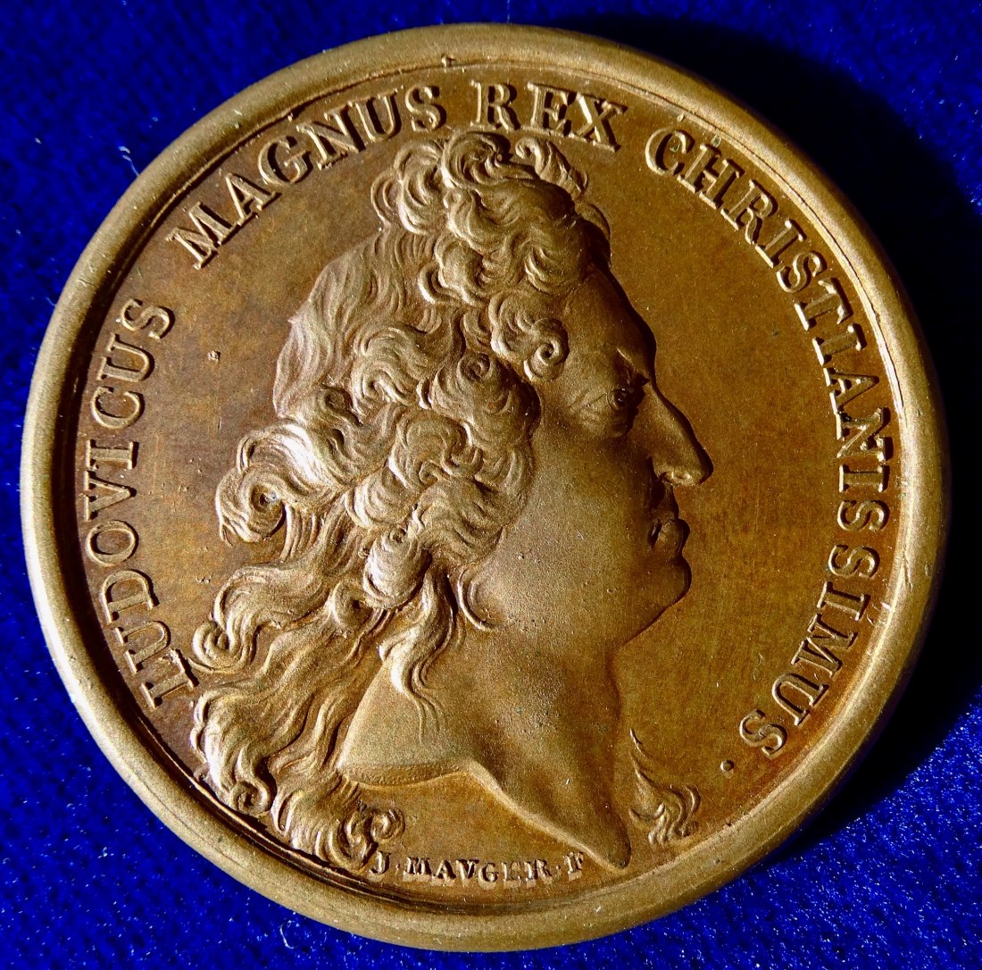  Medaille 1680 Unterwerfung der Decapolis (10 Freie Reichsstädte im Elsass) unter Louis XIV   