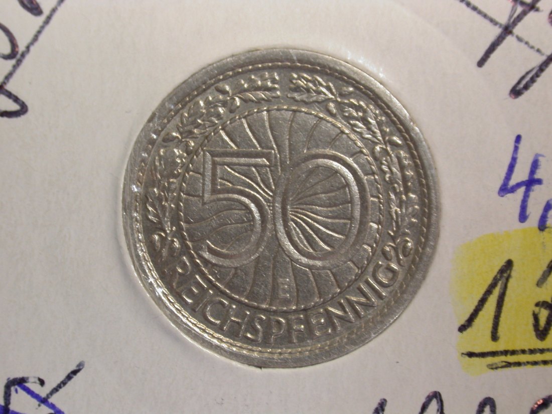  F-03  Weimar  50 Pfennig 1928 E in vz/vz-st Originalbilder   