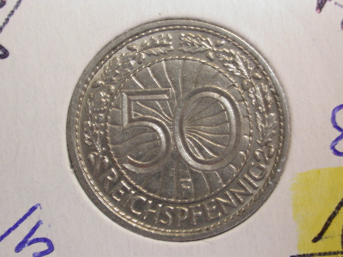  F-03  Weimar  50 Pfennig 1937 F in f.vz/vz    Originalbilder   