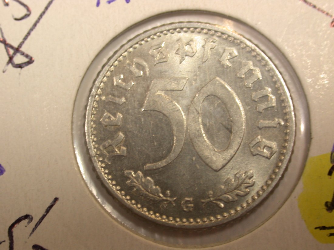 F-03 3.Reich 50 Pfennig 1935 G in vz-st, kl. Fleck seltene Erhaltung Originalbilder