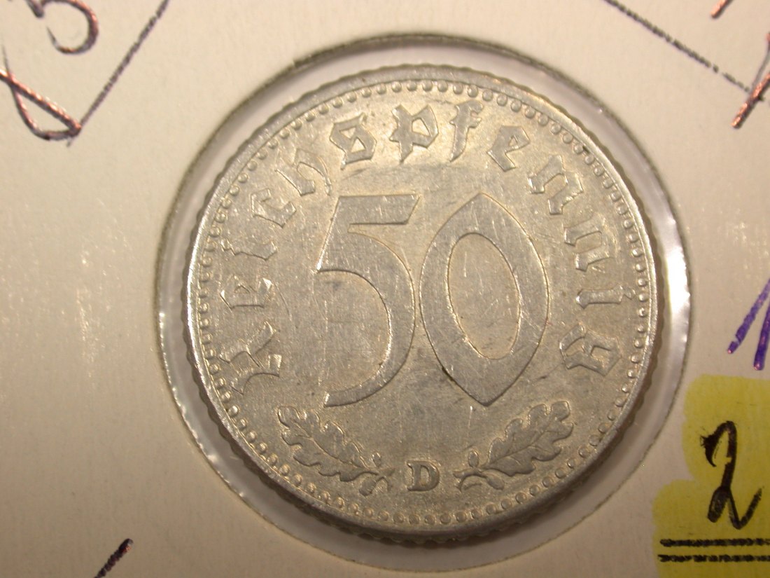  F-03  3.Reich  50 Pfennig 1944 D in ss Originalbilder   