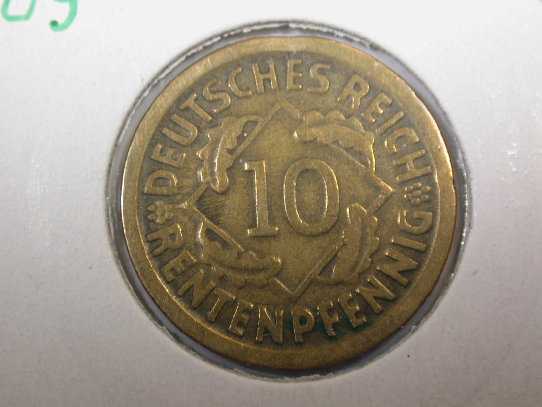 F-03 Weimar 10 Renten Pfennig 1924 D in ss Originalbilder
