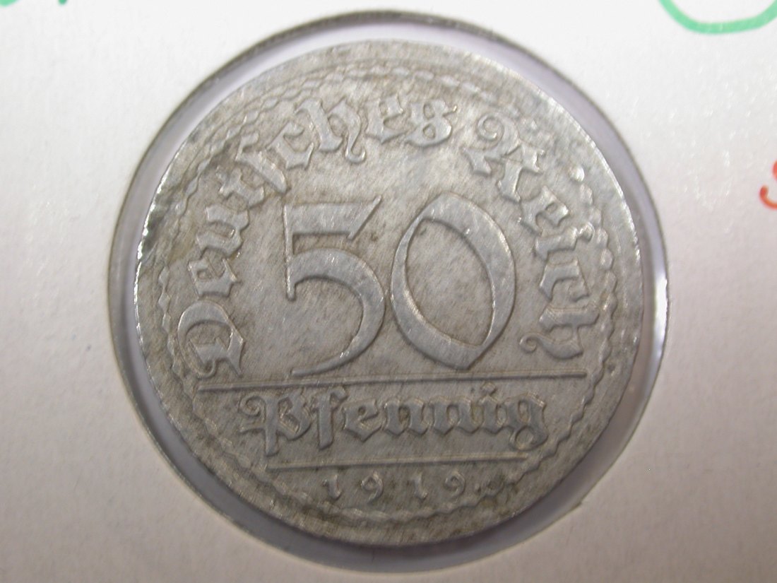  F-03  Weimar  50 Pfennig  1919 G in ss+   Originalbilder   