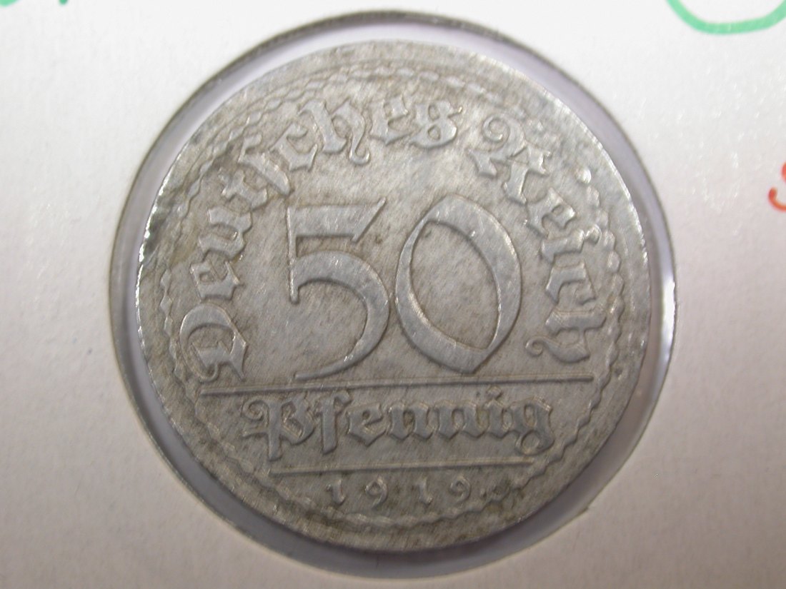  F-03  Weimar  50 Pfennig  1919 G in ss+   Originalbilder   