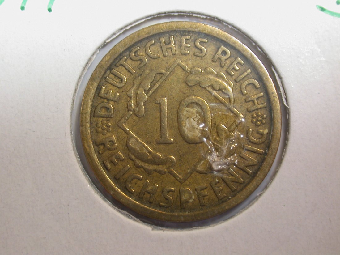  F-03  Weimar  10 Reichs Pfennig  1929 D in ss-vz   Originalbilder   