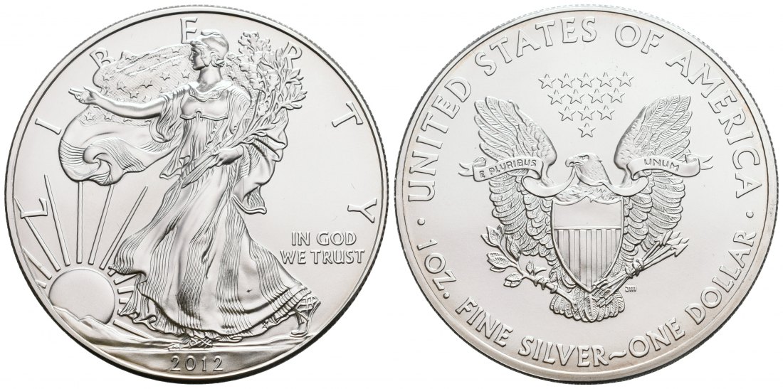 PEUS 5639 USA 31,1 g Feinsilber. American Eagle Dollar SILBER Unze 2012 Uncirculated (Kapsel)