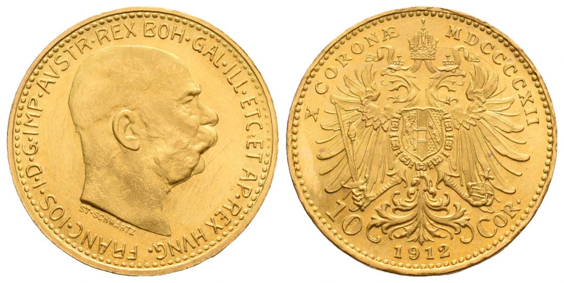 PEUS 5652 Österreich 3,05 g Feingold. Franz Joseph I. (1848 - 1916) 10 Kronen GOLD 1912 (off. NP) Stempelglanz