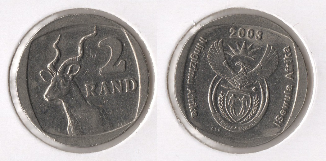  Südafrika 2 Rand 2003 (Bro-N) Afrikanischer Kudu sehr schön   