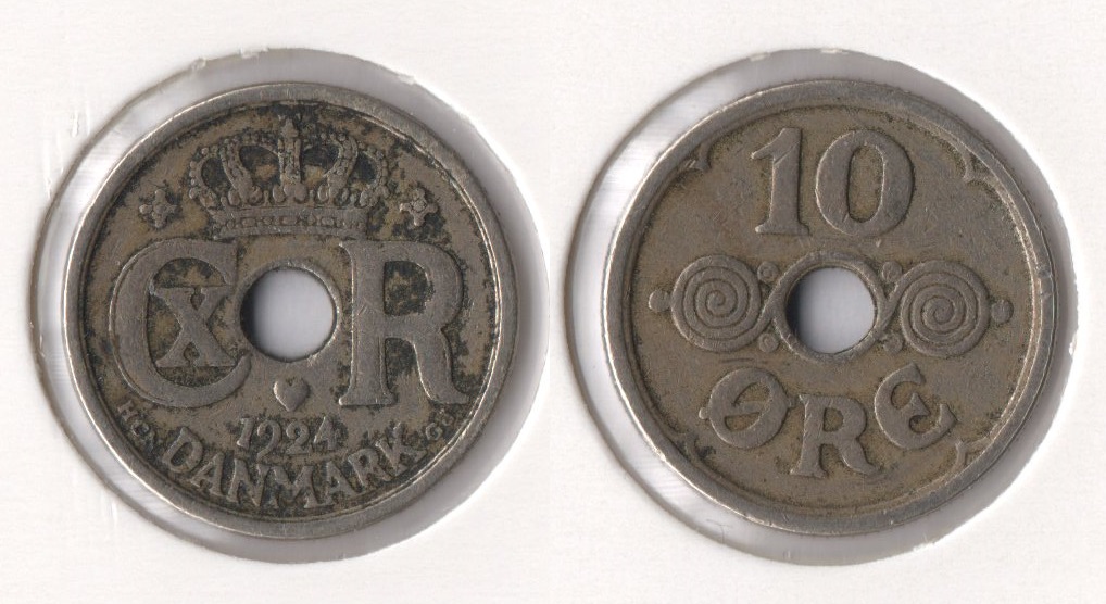  Dänemark 10 Öre 1924 (K-N) Christian X. (1912-1947) ss   