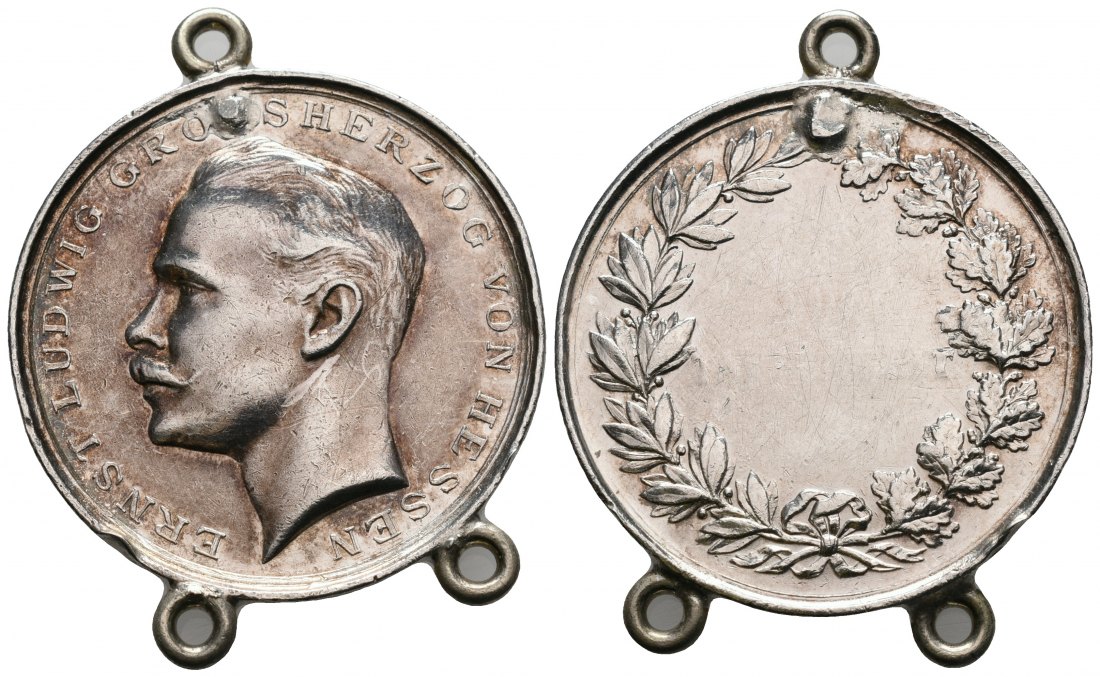 PEUS 5662 Hessen-Darmstadt, Großherzogtu Ernst Ludwig (1892 - 1918) Silbermedaille 1894-1917 Gehenkelt, Schön