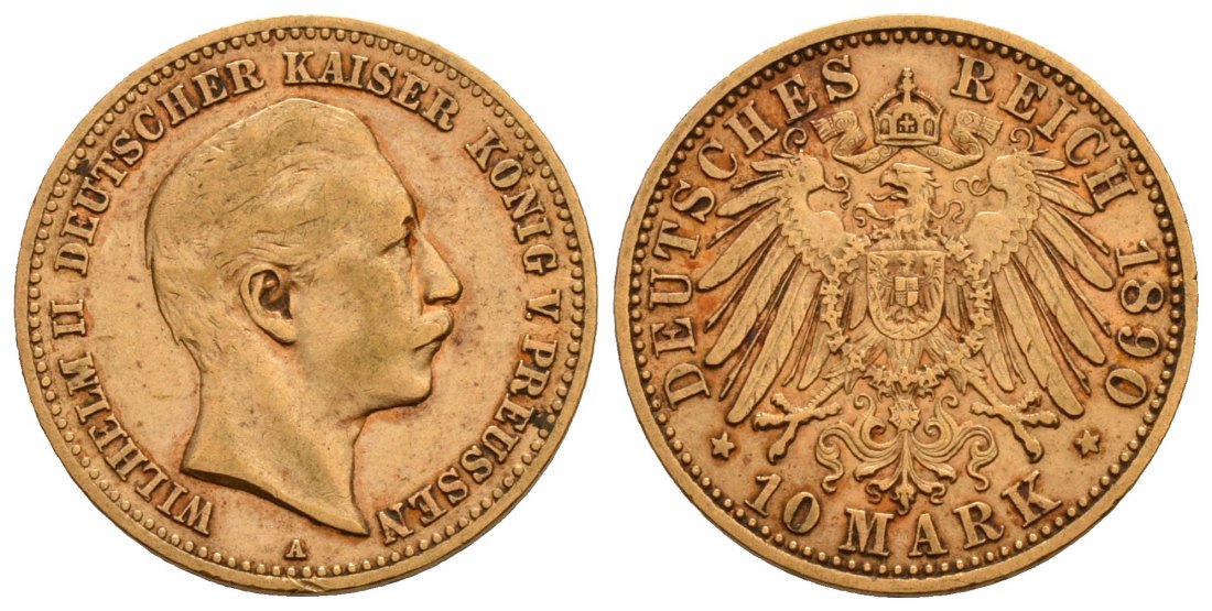 PEUS 5675 Kaiserreich - Preußen 3,58 g Feingold. Wilhelm II. (1888 - 1918) 10 Mark GOLD 1890 A Sehr schön