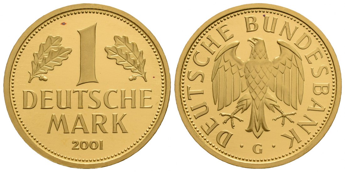 PEUS 5685 BRD 12 g Feingold. 1 Mark GOLD 2001 G Karlsruhe Stempelglanz (Originalkapsel)