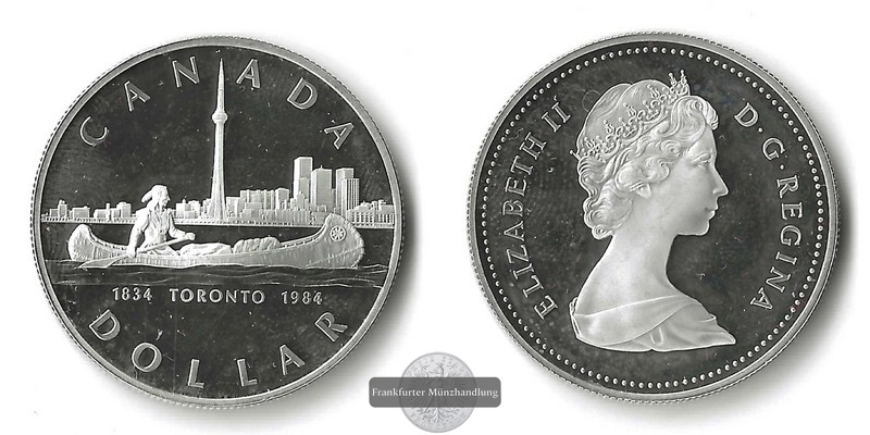  Kanada,  1 Dollar  1984  Toronto     FM-Frankfurt  Feinsilber: 11,66g   