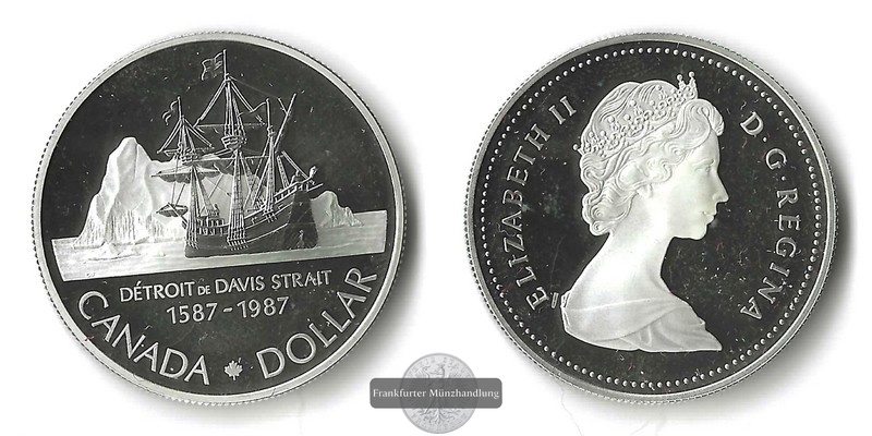  Kanada  1 Dollar  1987  Detroit de Davis Strait FM-Frankfurt  Feinsilber: 11,66g   
