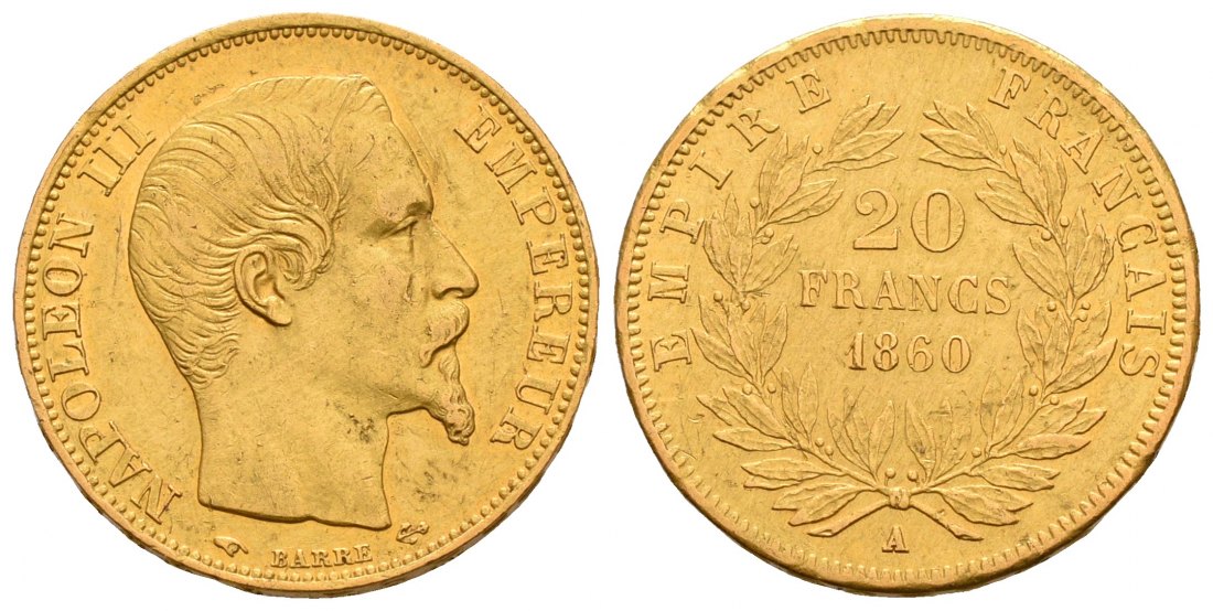 PEUS 5313 Frankreich 5,81 g Feingold. Napoleon III. (1852-1870) 20 Francs GOLD 1860 A Sehr schön