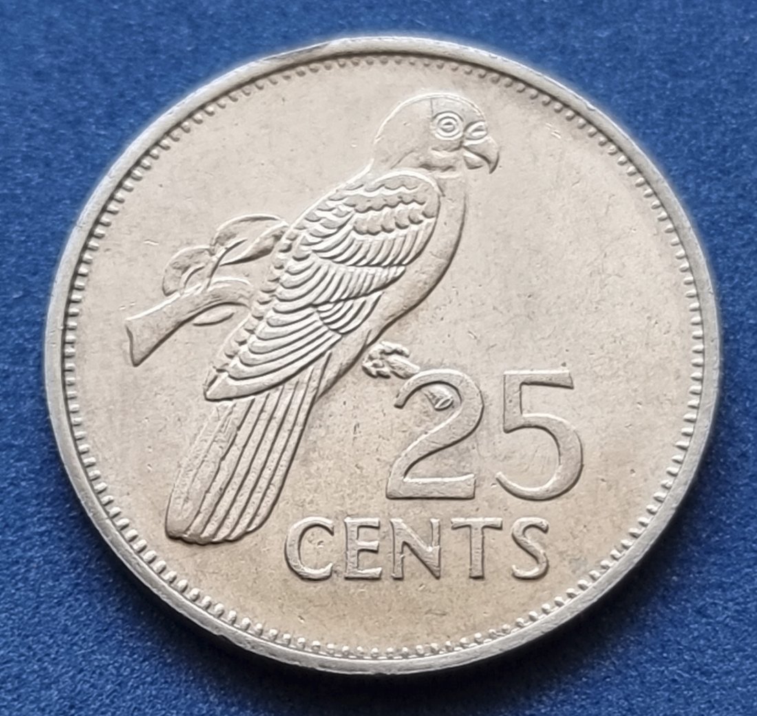  10395(14) 25 Cents (Seychellen / Schwarzpapagei) 2003/PM in UNC- .................. von Berlin_coins   