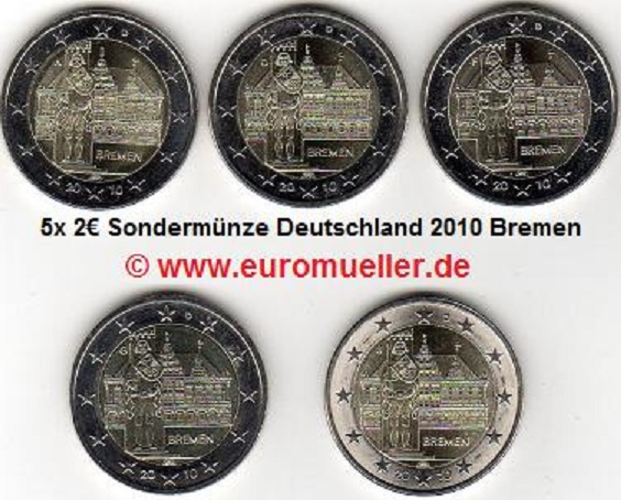 Deutschland ...5x...2 Euro Sondermünze 2010...Bremen   