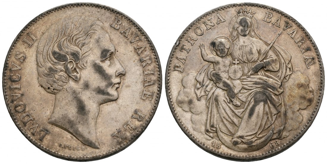 PEUS 5691 Bayern Ludwig II. - Patrona Bavariae Madonna Vereinstaler 1868 Sehr schön