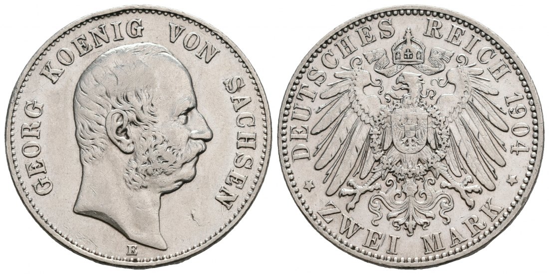 PEUS 5703 Sachsen - Kaiserreich Georg (1902 - 1904) 2 Mark 1904 E Sehr schön / Vorzüglich