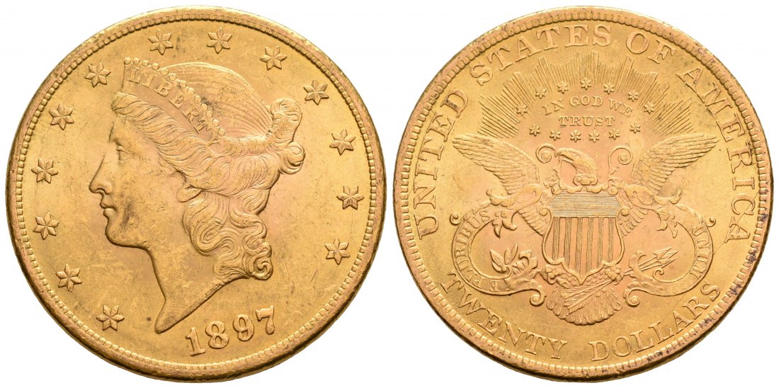 PEUS 5704 USA 30,1 g Feingold. Coronet Head 20 Dollars GOLD 1897 Sehr schön / Vorzüglich