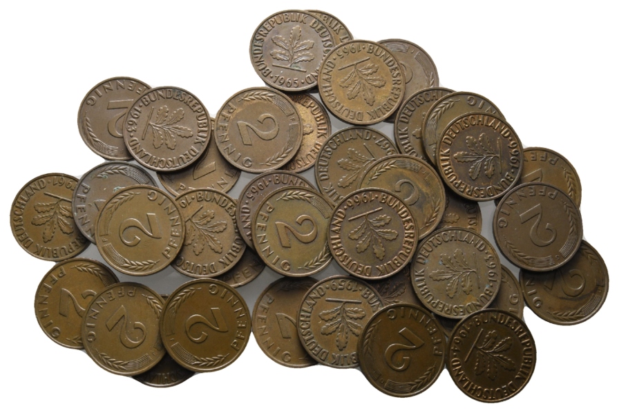  Deutschland; Lot Kleinmünzen, 2 Pfennig bis 1968   