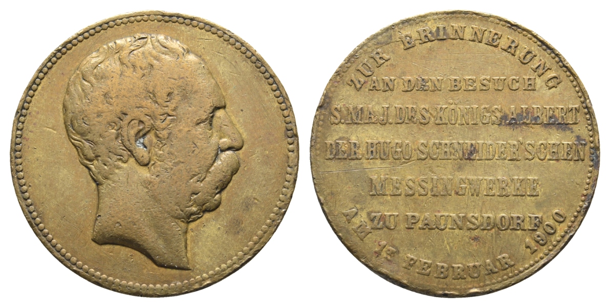  König Albert; Medaille 1900, Bronze, 17,11 g, Ø 33,12 mm, Henkelspur   