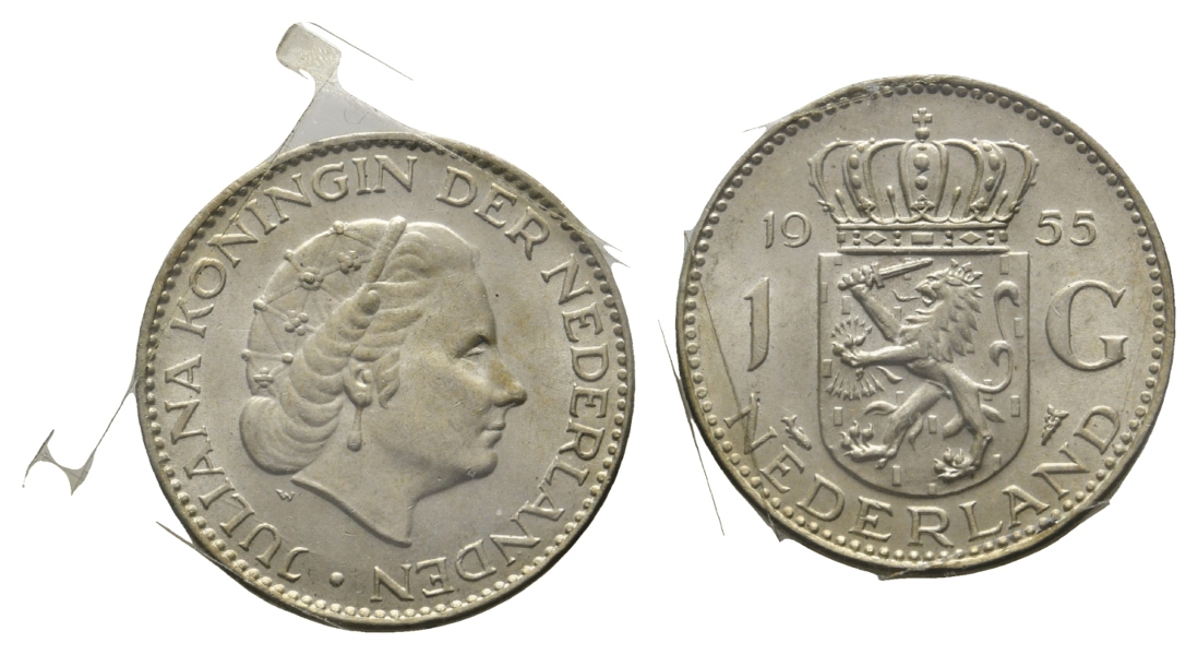  Niederlande; 1 Gulden, 1955, eingeschweißt   