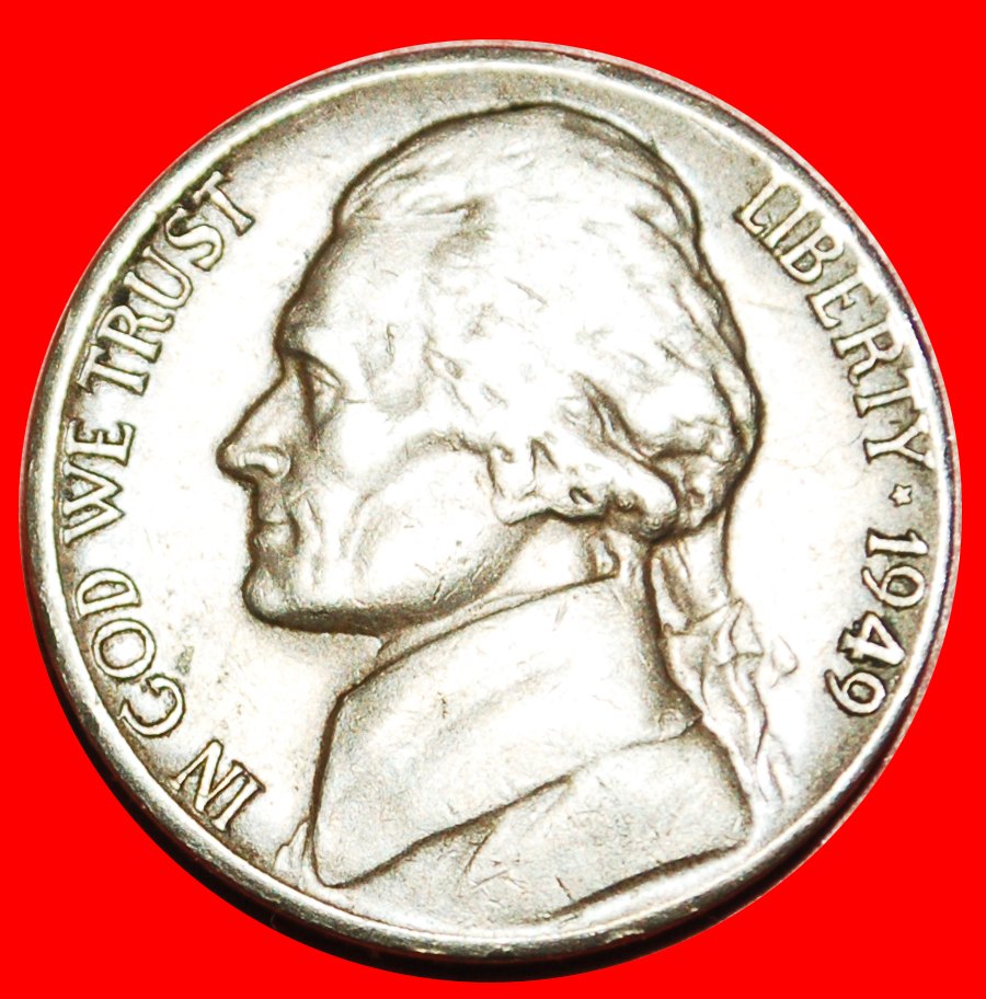  • STERN : USA ★ 5 CENTS 1949D! JEFFERSON (1801-1809) OHNE VORBEHALT!   