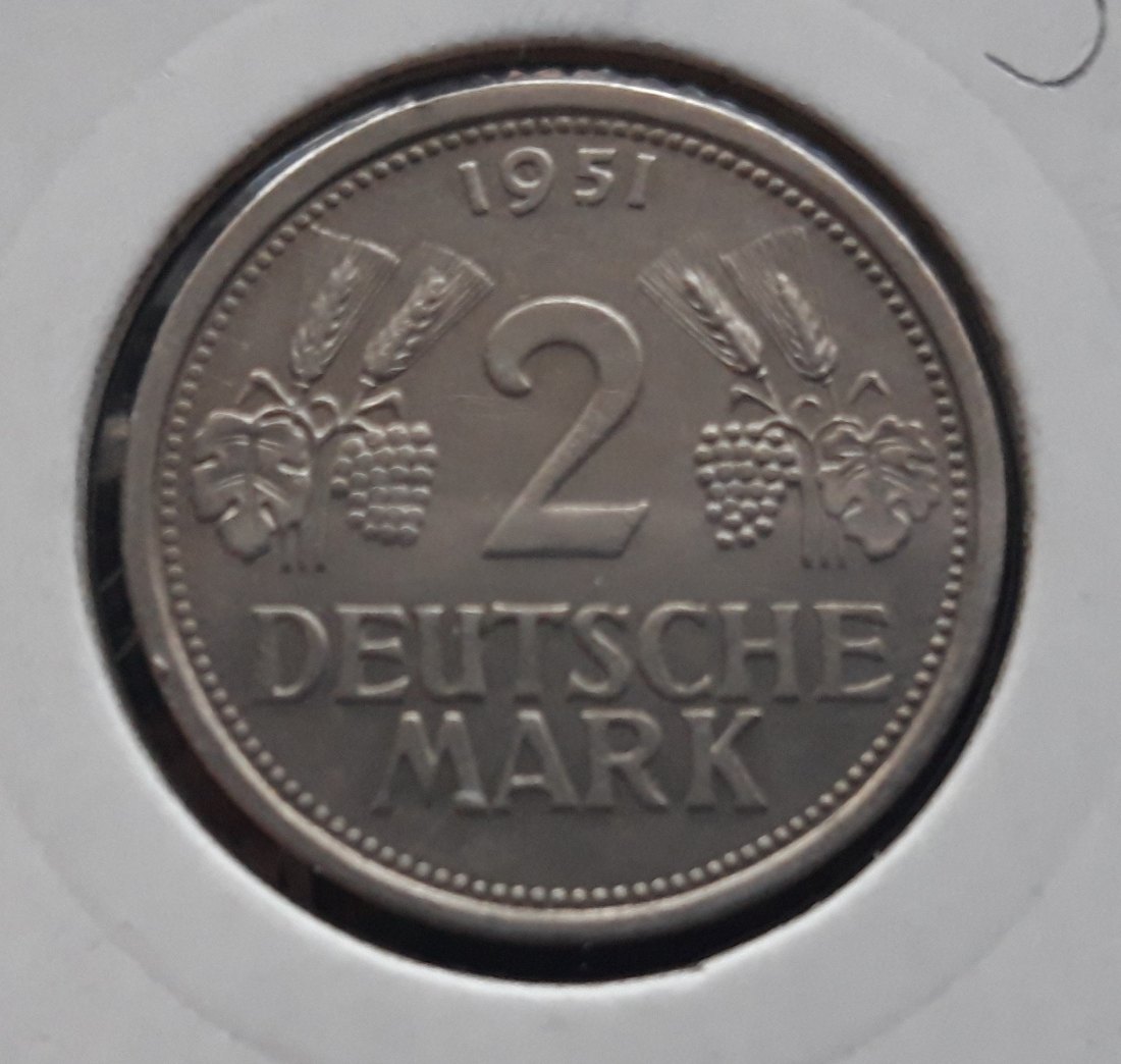 Deutschland - Bundesrepublik Trauben und Ähren 2 DM 1951 J vz