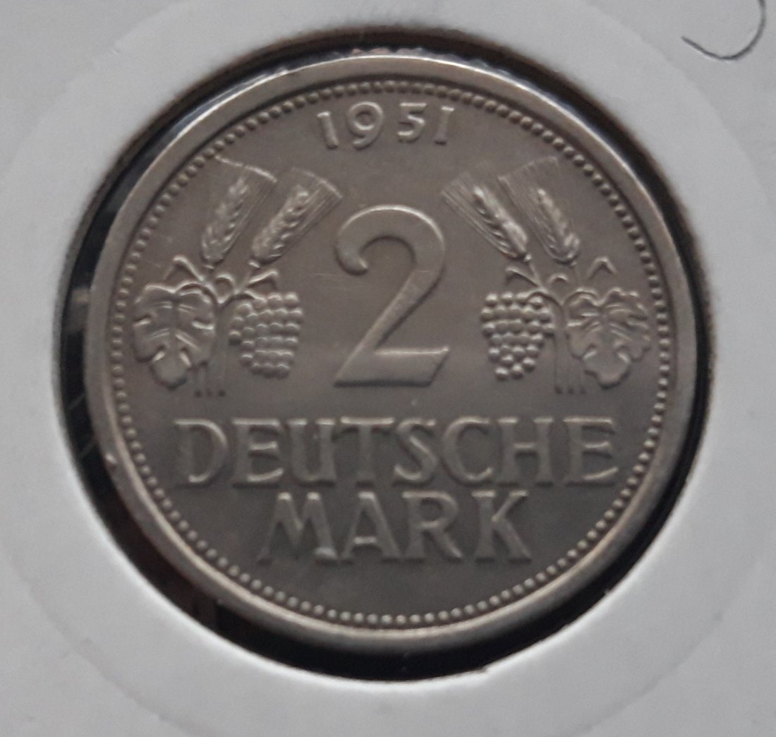 Deutschland - Bundesrepublik Trauben und Ähren 2 DM 1951 J vz