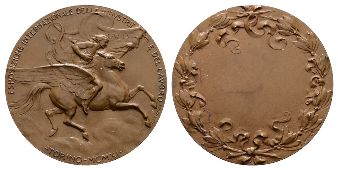  Linnartz TURIN, Bronzemed. 1911, Prämie der intern. Ausstellung in Turin, 40mm, 25,96g, vz+   