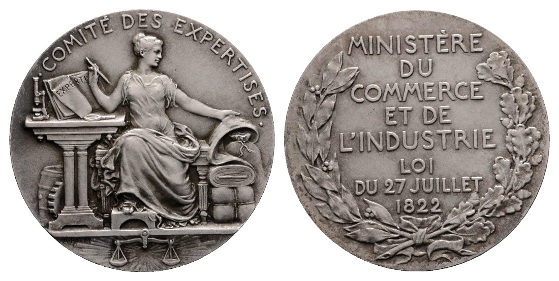  Linnartz FRANKREICH Silbermed. 1822(v. Patey)Prämie-Wirtschaftsministerium 15,94g, 33mm, st   