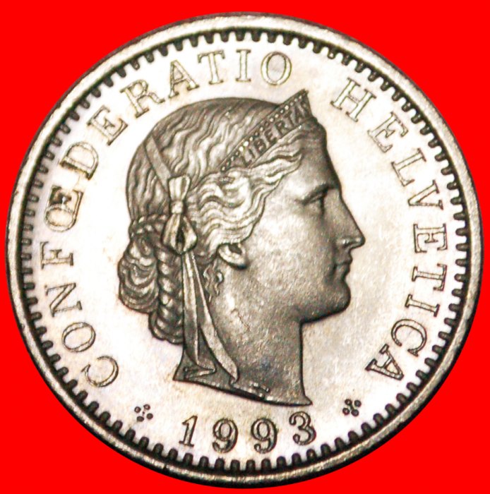  • LIBERTY (1939-2021): SWITZERLAND ★ 20 RAPPEN 1993B MINT LUSTER! LOW START! ★ NO RESERVE!   