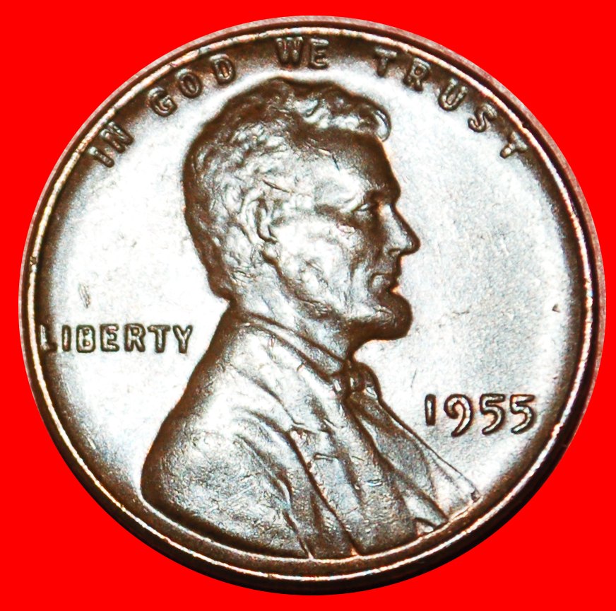  • WEIZEN PENNY (1909-1958): USA★1 CENT 1955! LINCOLN 1809-1865 NICHT DOPPELTES DATUM★OHNE VORBEHALT!   