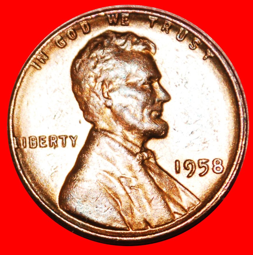  • WEIZEN PENNY (1909-1958):USA★1 CENT 1958★LINCOLN 1809-1865 NICHT DOPPELTES STEMPEL★OHNE VORBEHALT!   