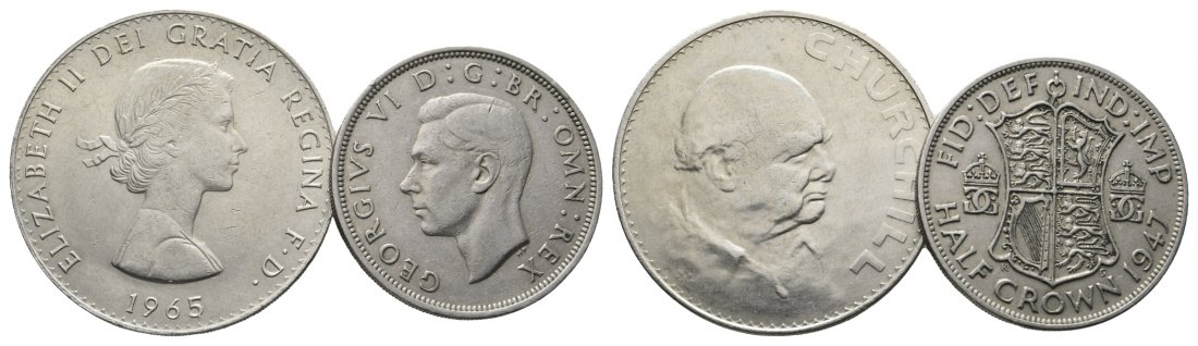  England; 2 Münzen 1965/1947   