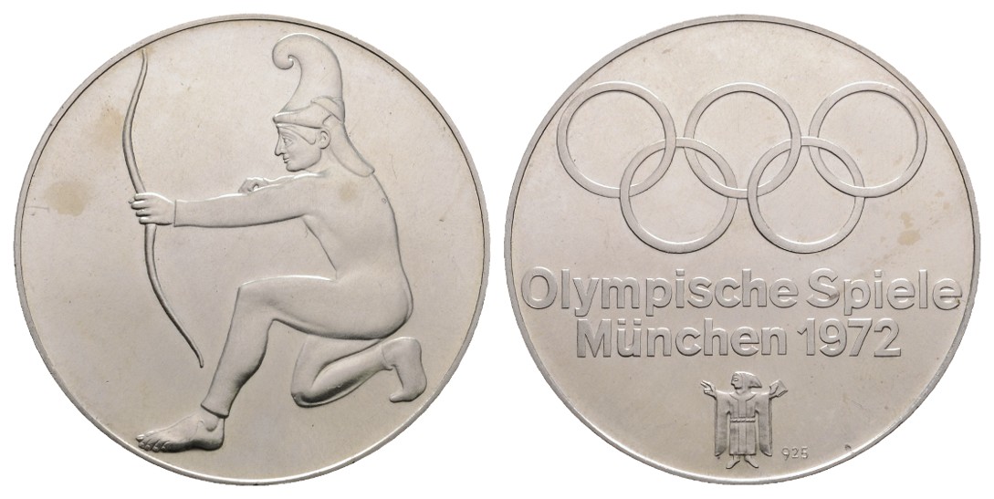  Linnartz München Silbermedaille 1972 Olympiade München, 28,081g/925er, 40mm, stgl   