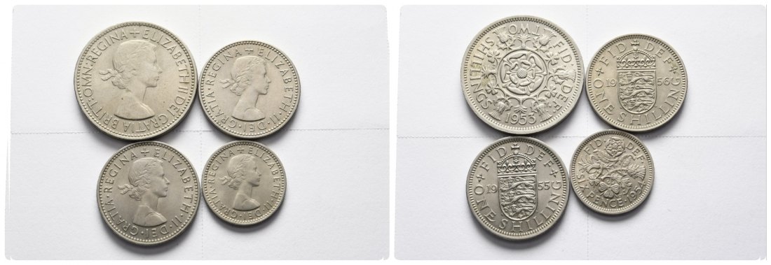  England; 4 Kleinmünzen 1953-1956   