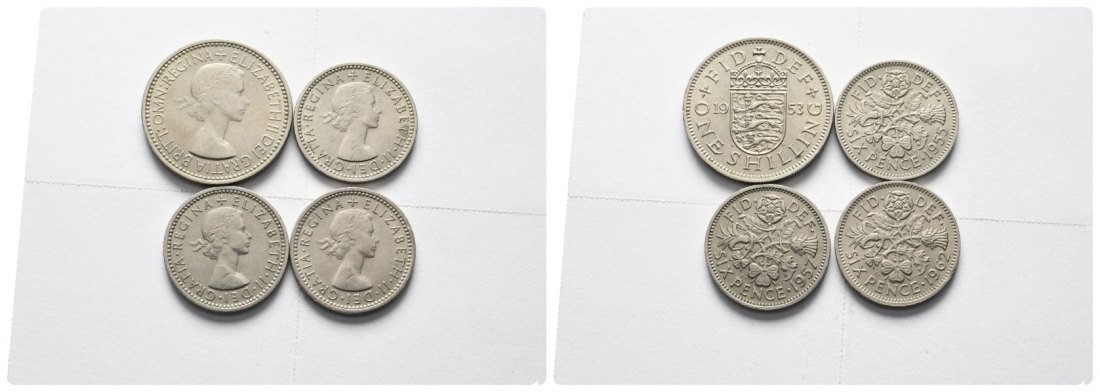  England; 4 Kleinmünzen 1953-1962   