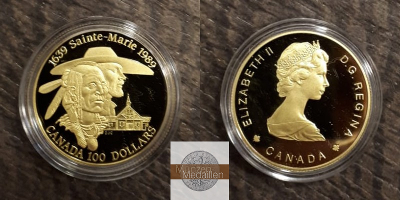 Kanada  100 Dollar MM-Frankfurt Feingold: 7,78g (1/4 oz) Saint-Marie 1989 